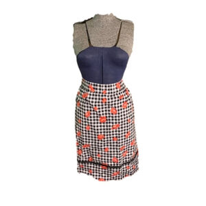 Joe Fresh checkered skirt with flowers large black white pink
